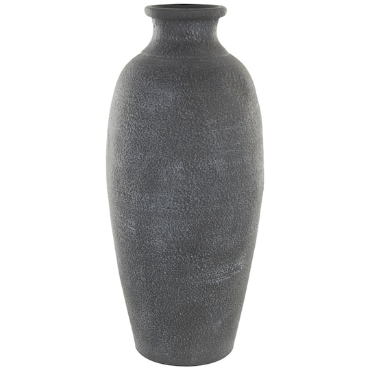 Whitewashed Black Textured Decorative Ceramic Vase